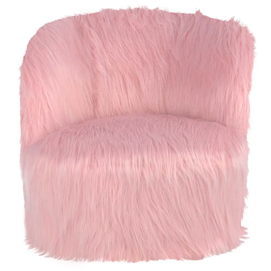 Kinder Wohnen Kinderzimmer Sessel in Rosa Kunstfellbezug - Leonid