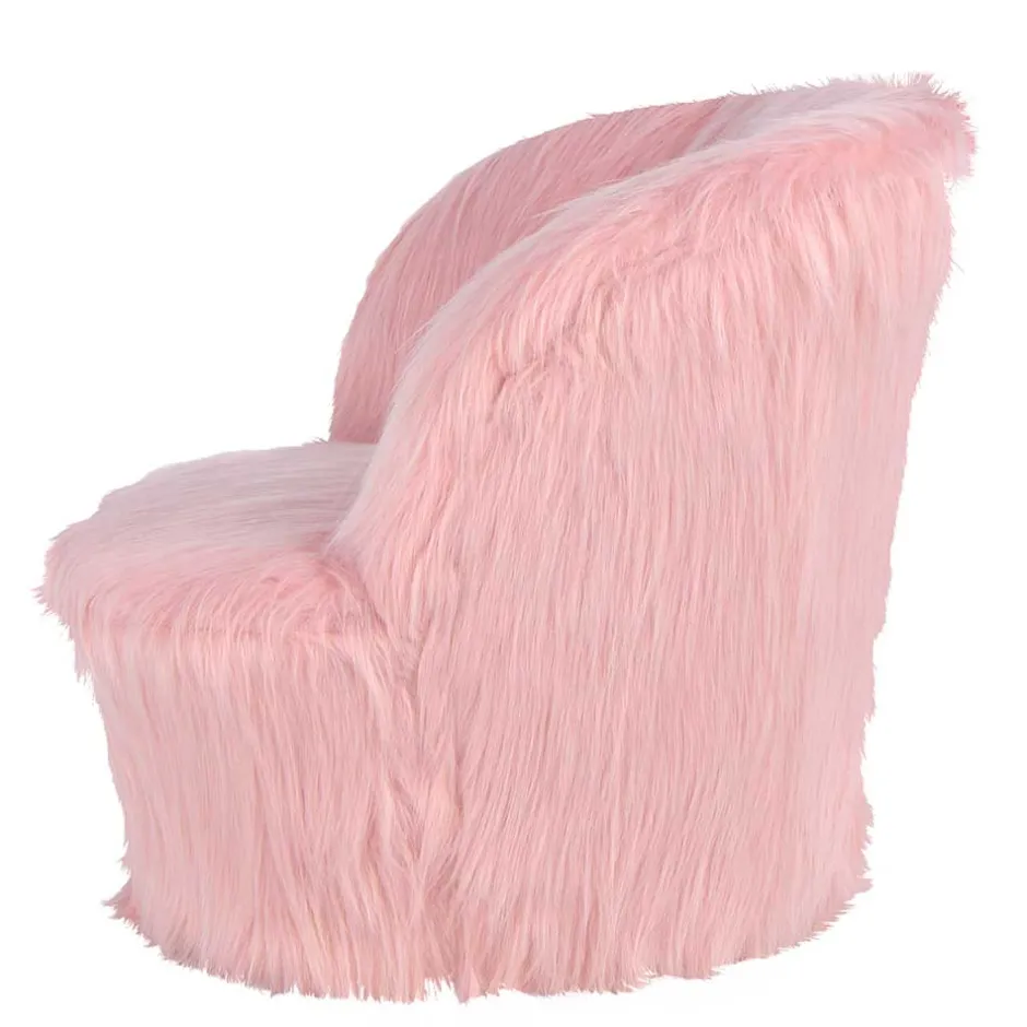 Kinder Wohnen Kinderzimmer Sessel in Rosa Kunstfellbezug - Leonid