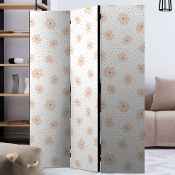 Klappbare Trennwand mit Blumen Muster in Rosa - Telvo^Wohnen