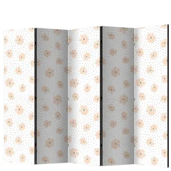 Klappbare Trennwand mit Blumen Muster in Rosa - Telvo^Wohnen