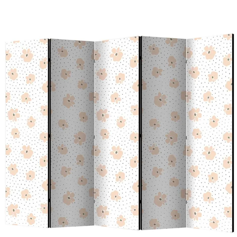 Klappbare Trennwand mit Blumen Muster in Rosa - Telvo^Wohnen