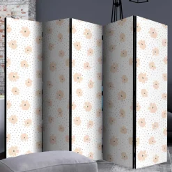 Klappbare Trennwand mit Blumen Muster in Rosa - Telvo^Wohnen
