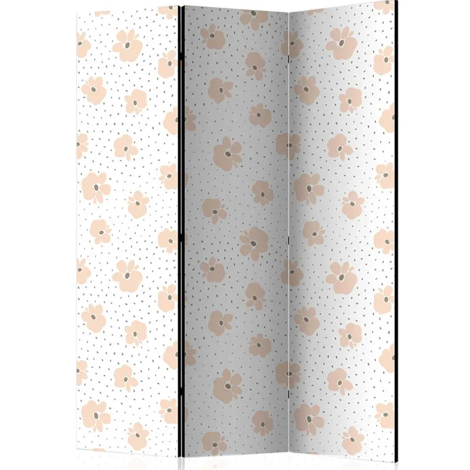 Klappbare Trennwand mit Blumen Muster in Rosa - Telvo^Wohnen