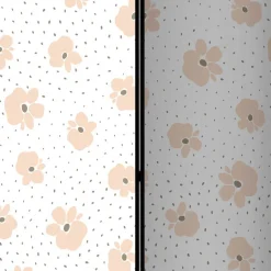 Klappbare Trennwand mit Blumen Muster in Rosa - Telvo^Wohnen