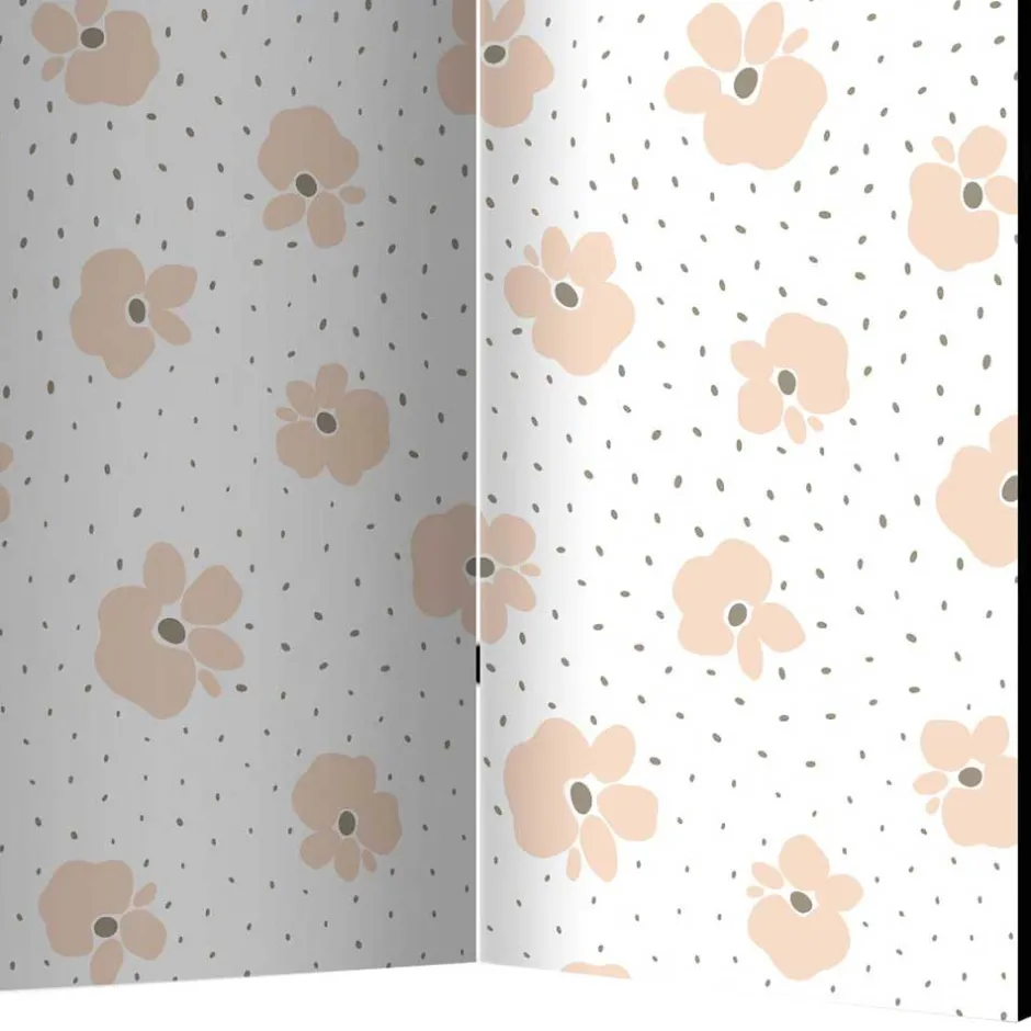 Klappbare Trennwand mit Blumen Muster in Rosa - Telvo^Wohnen