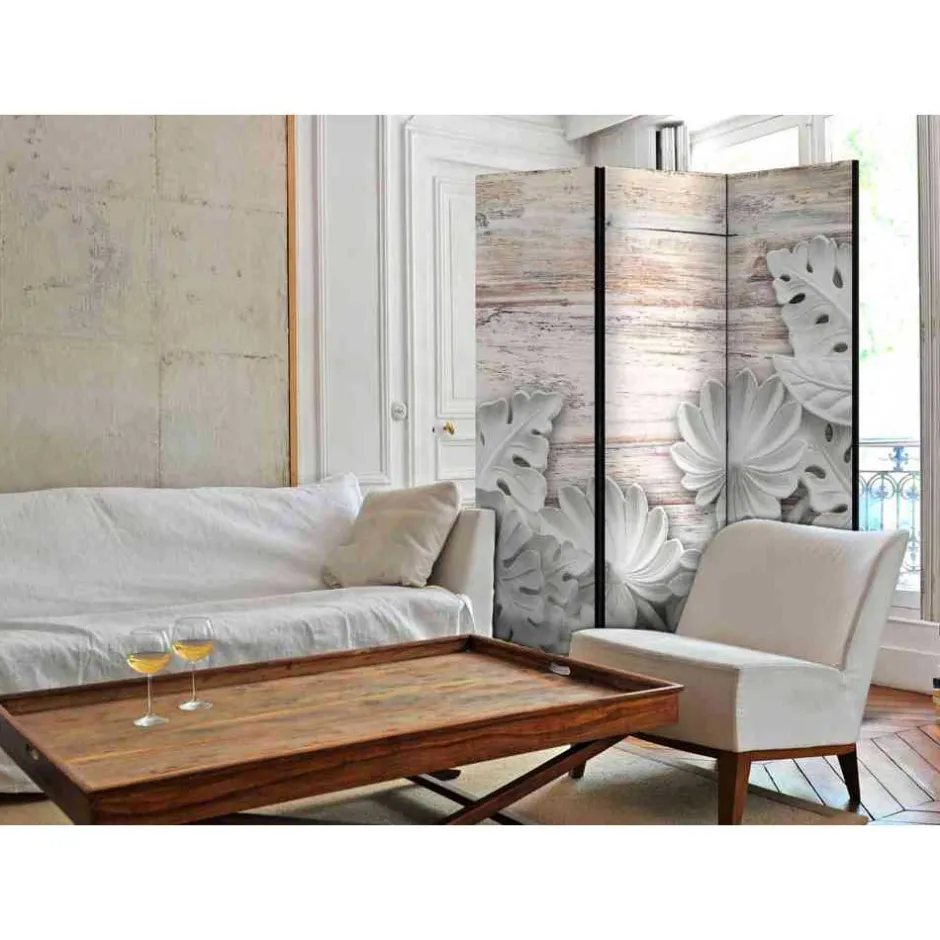 Klappbarer Paravent in Grau Weiß - Nalisha^Wohnen New