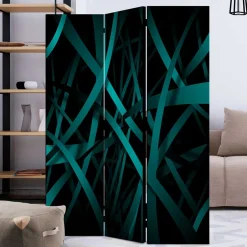 Wohnen Klappbarer Paravent in Petrol & Schwarz - Live