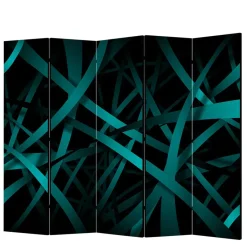 Wohnen Klappbarer Paravent in Petrol & Schwarz - Live