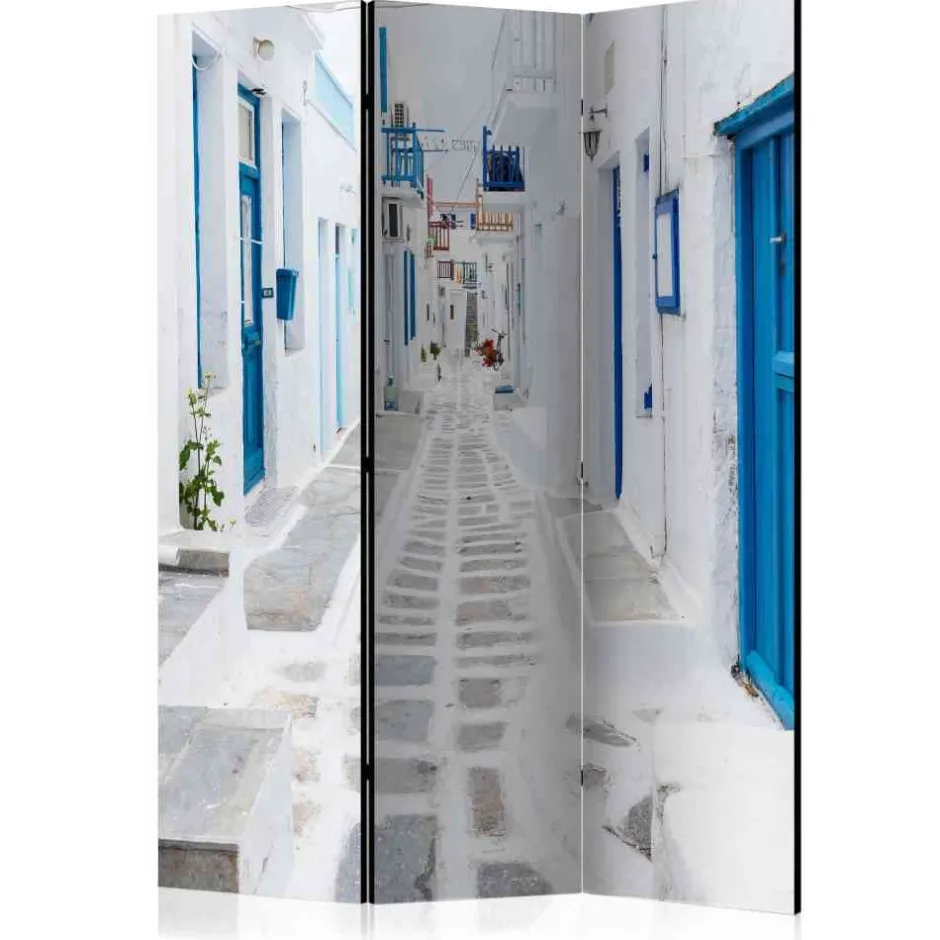 Klappbarer Paravent in Weiß & Blau - Rennia^Wohnen Best
