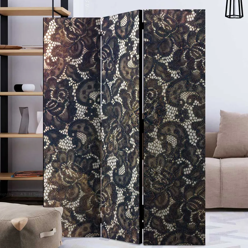 Klappbarer Paravent mit Druckmotiv Spitze - Amby^Wohnen Online