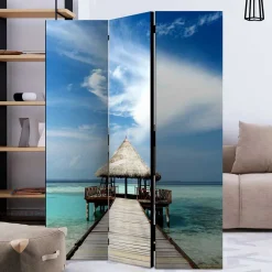 Klappbarer Paravent Steg & Hütte im Meer - Makassa^Wohnen New