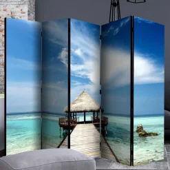 Klappbarer Paravent Steg & Hütte im Meer - Makassa^Wohnen New