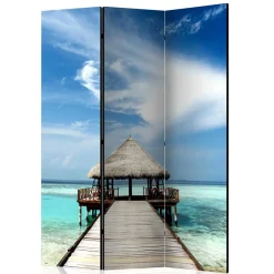 Klappbarer Paravent Steg & Hütte im Meer - Makassa^Wohnen New