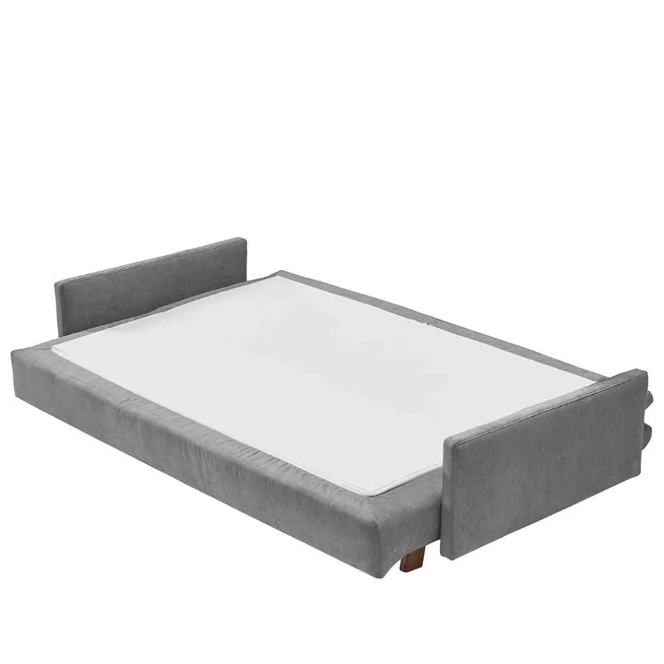 Klappcouch aus Microvelours in Grau - Trango^Wohnen Outlet