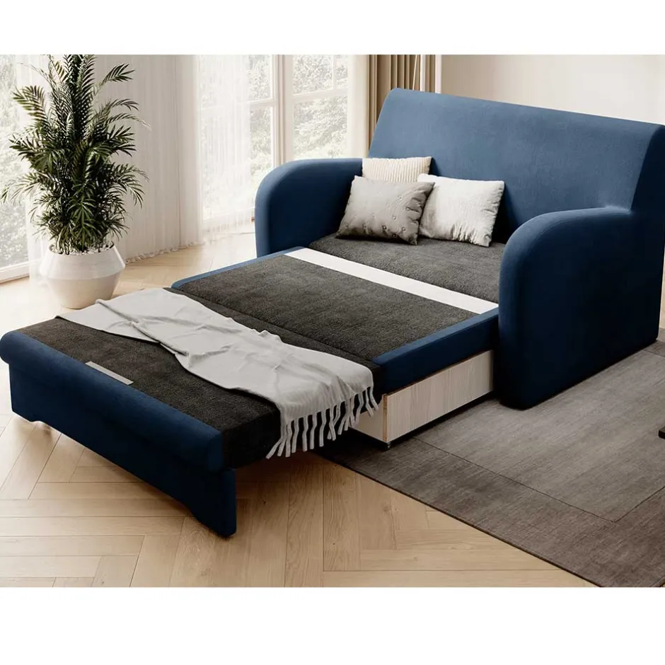 Klappcouch in Dunkelblau Velours - Zessma^Wohnen Sale