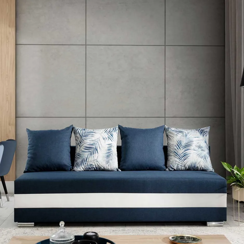 Wohnen Klappcouch in Dunkelblau und Weiß - Mingo