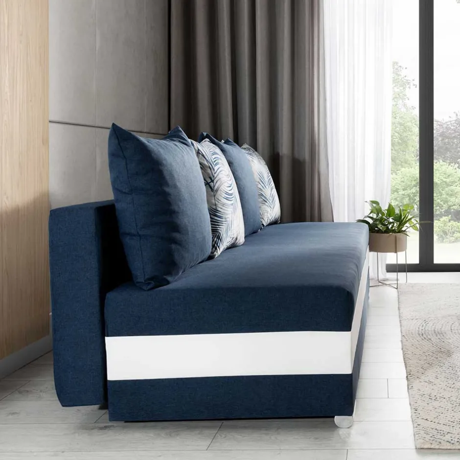 Wohnen Klappcouch in Dunkelblau und Weiß - Mingo