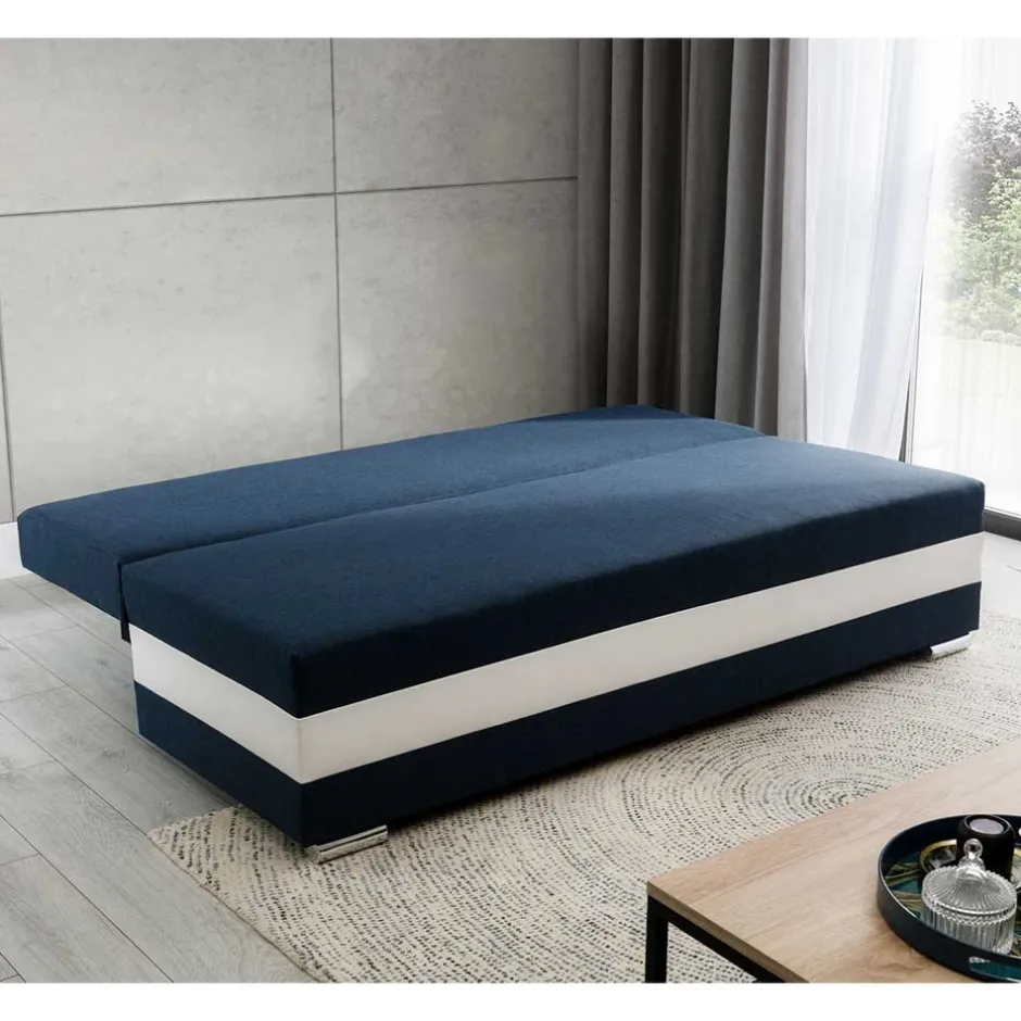 Wohnen Klappcouch in Dunkelblau und Weiß - Mingo