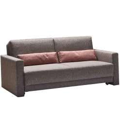Klappcouch in Grau mit geteilter Rückenlehne Zentra & Kissen Rosa^Wohnen Discount