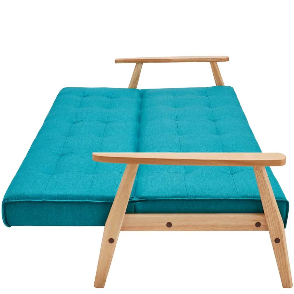 Wohnen Klappcouch in Petrol & Eukalyptus Natur - Barne