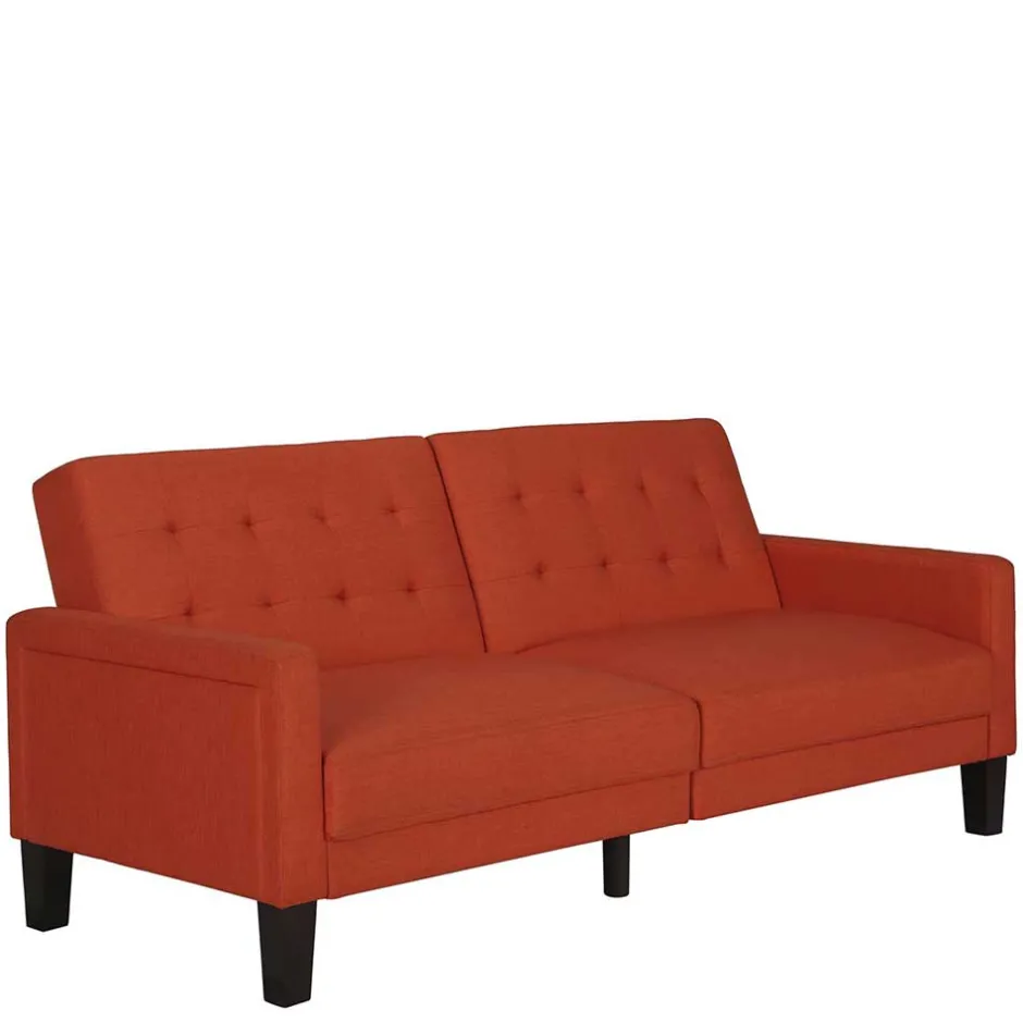 Klappcouch in Ziegel Rot und Braun - Winston^Wohnen