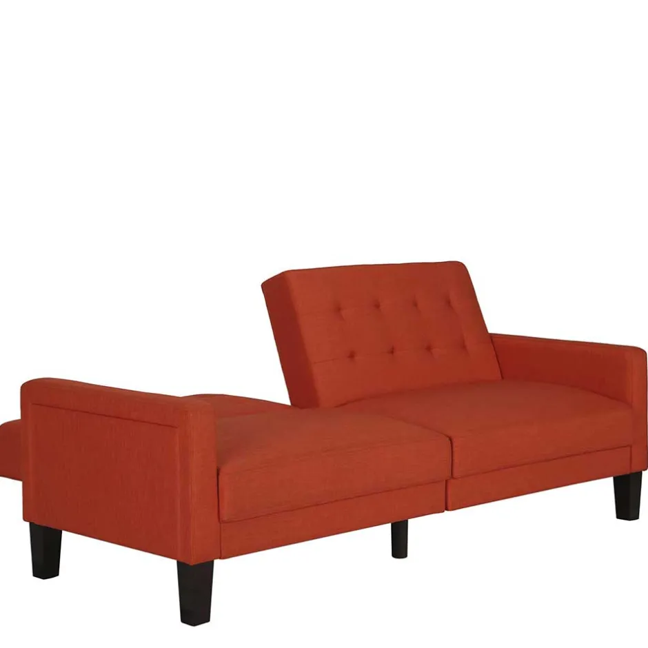 Klappcouch in Ziegel Rot und Braun - Winston^Wohnen