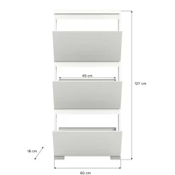 Wohnen 3-Klappen-Schuhschrank in Weiß - Dany