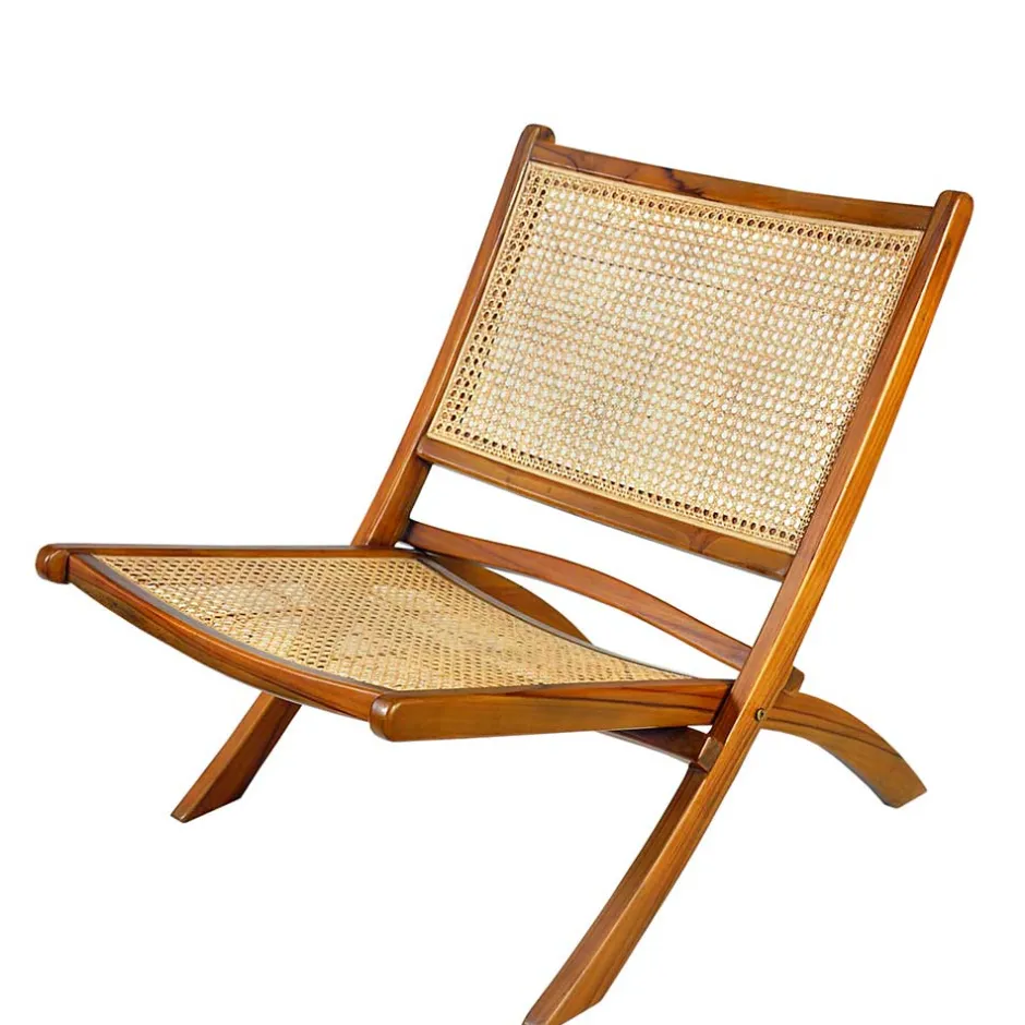 Klappsessel mit Wiener Geflecht aus Teak & Rattan - Vilrada^Wohnen Discount