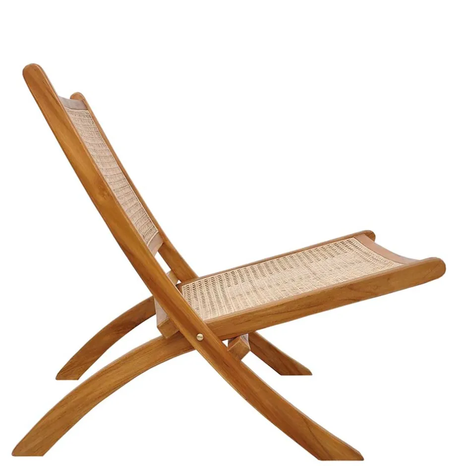Klappsessel mit Wiener Geflecht aus Teak & Rattan - Vilrada^Wohnen Discount