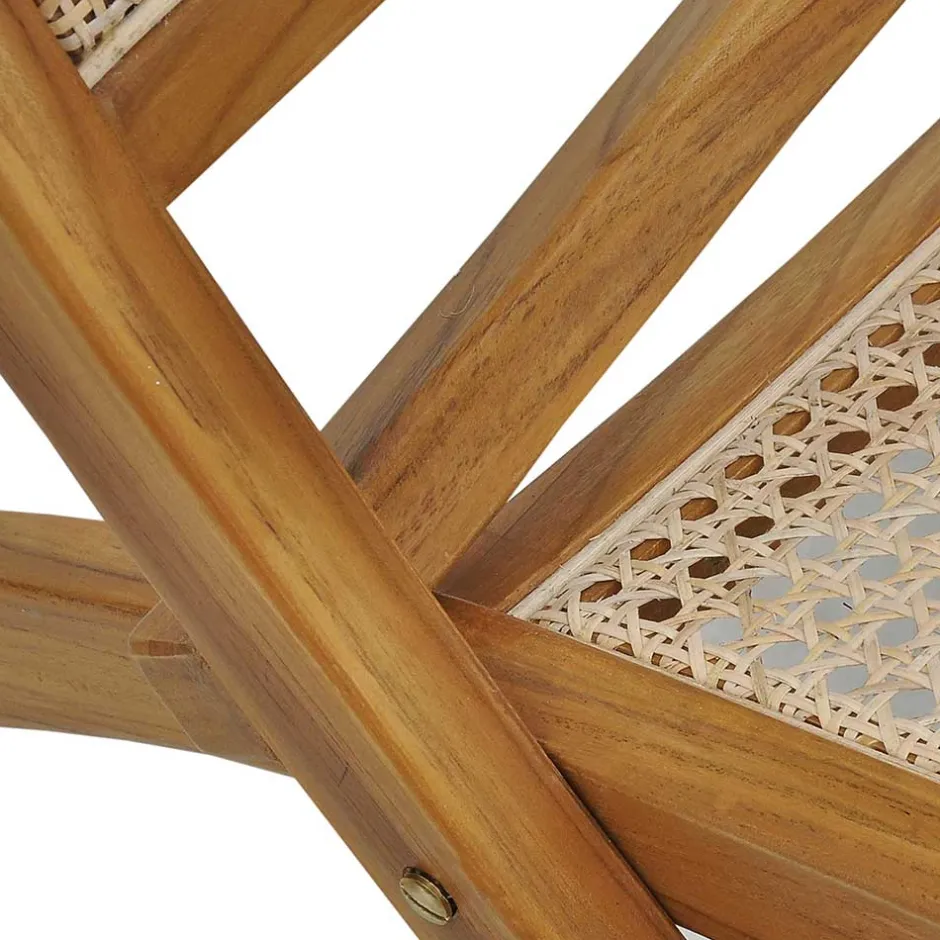 Klappsessel mit Wiener Geflecht aus Teak & Rattan - Vilrada^Wohnen Discount