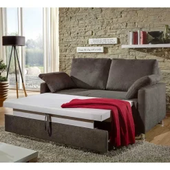 Wohnen Klappsofa in Dunkelbraun Stoffbezug - Jovena