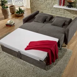 Wohnen Klappsofa in Dunkelbraun Stoffbezug - Jovena