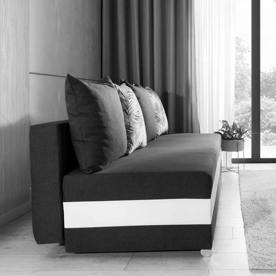 Wohnen Klappsofa in Schwarzbraun mit Weiß - Bacima