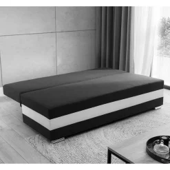 Wohnen Klappsofa in Schwarzbraun mit Weiß - Bacima