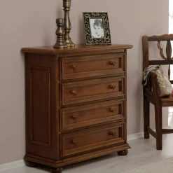 Wohnen Klassisch gestaltete Hochkommode in Walnussfarben - Manicos