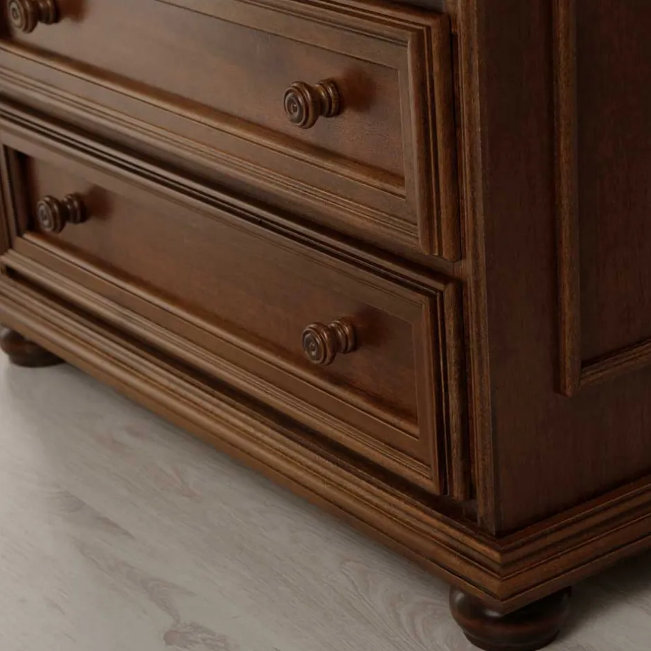 Wohnen Klassisch gestaltete Hochkommode in Walnussfarben - Manicos