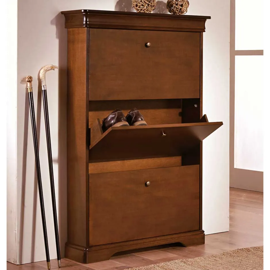 Wohnen Klassisch gestalteter Schuhschrank in Nussbaum - Lemerzi