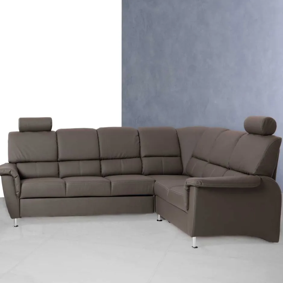 Wohnen Klassische Eckcouch Isabella in Braun Kunstleder