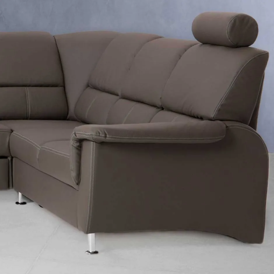 Wohnen Klassische Eckcouch Isabella in Braun Kunstleder