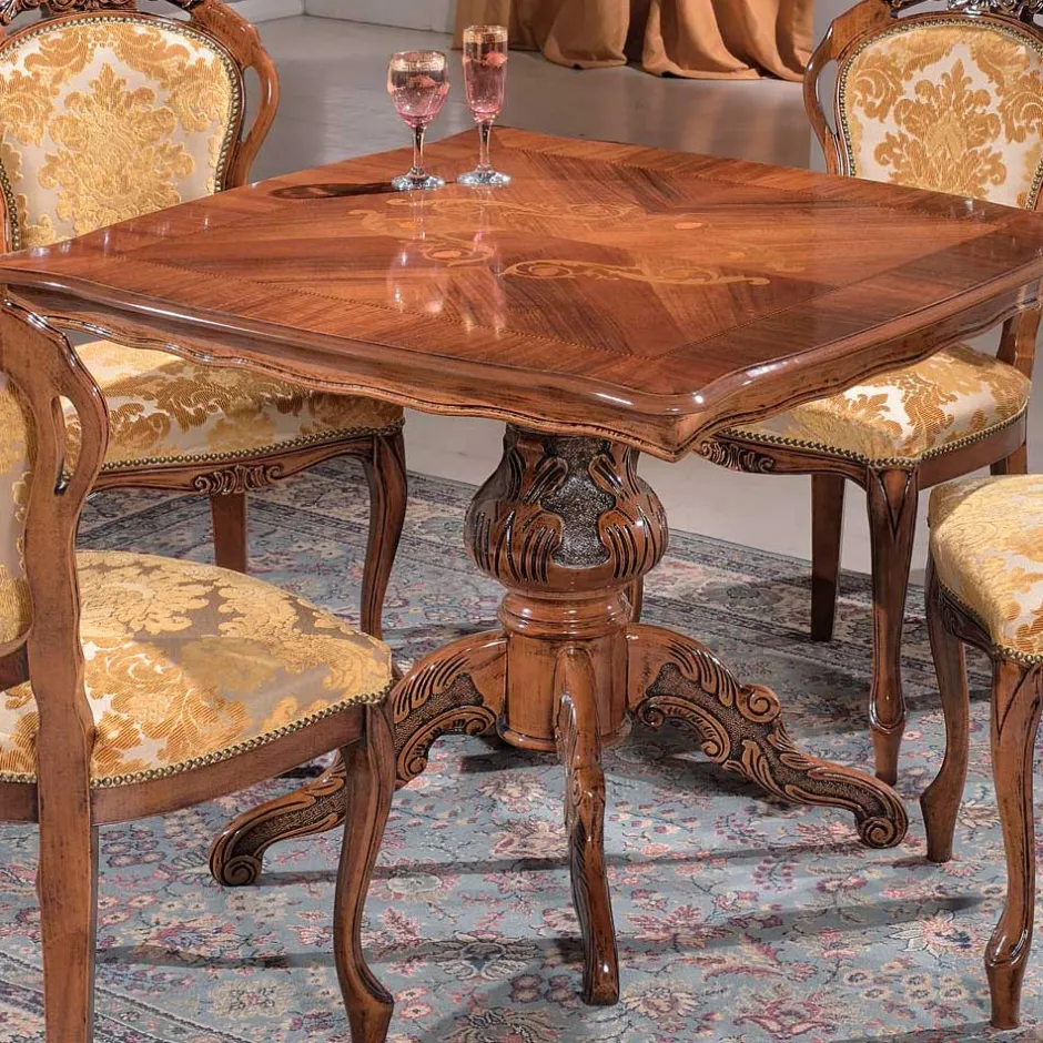 Wohnen Klassische Essgruppe mit Quadrattisch Magari & 4 Polsterstühlen (fünfteilig)