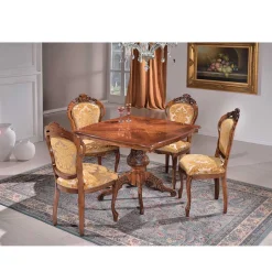 Wohnen Klassische Essgruppe mit Quadrattisch Magari & 4 Polsterstühlen (fünfteilig)