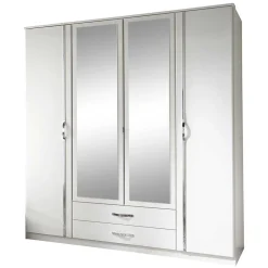 Wohnen Klassischer Kleiderschrank in Weiß mit Chrom - Miracella