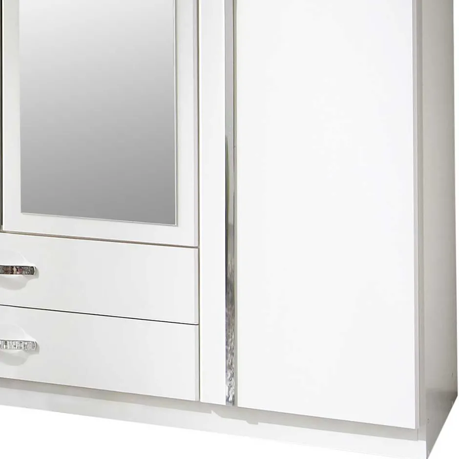 Wohnen Klassischer Kleiderschrank in Weiß mit Chrom - Miracella