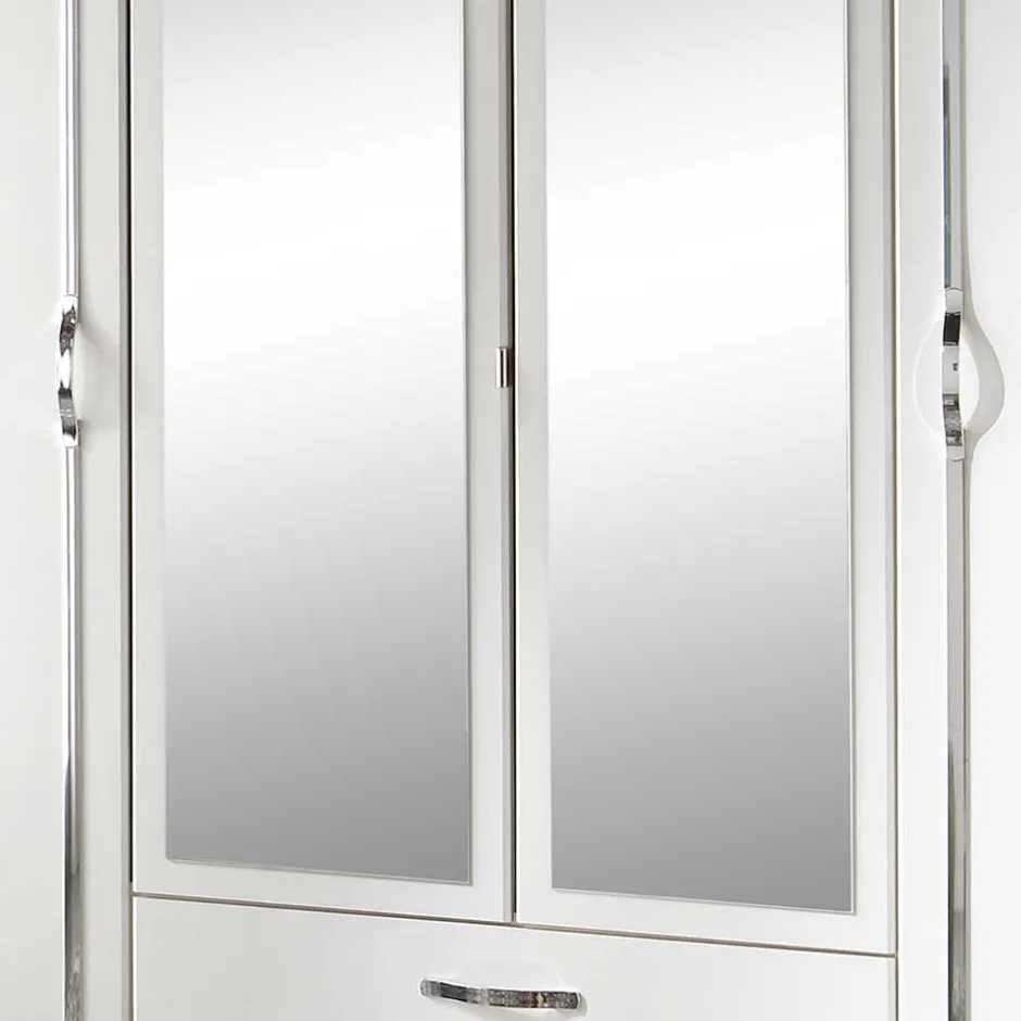 Wohnen Klassischer Kleiderschrank in Weiß mit Chrom - Miracella