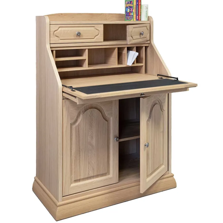 Wohnen Klassischer Schreibschrank Sekretär aus Eiche - Hamptony