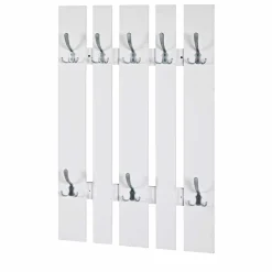 Klassisches Garderobenpaneel in Weiß 65cm breit Vaipuran mit 8 Metallhaken^Wohnen Discount