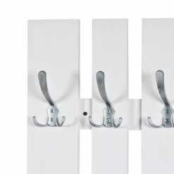 Klassisches Garderobenpaneel in Weiß 65cm breit Vaipuran mit 8 Metallhaken^Wohnen Discount