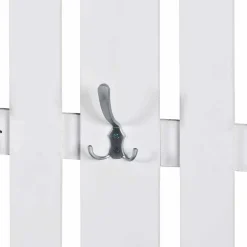 Klassisches Garderobenpaneel in Weiß 65cm breit Vaipuran mit 8 Metallhaken^Wohnen Discount