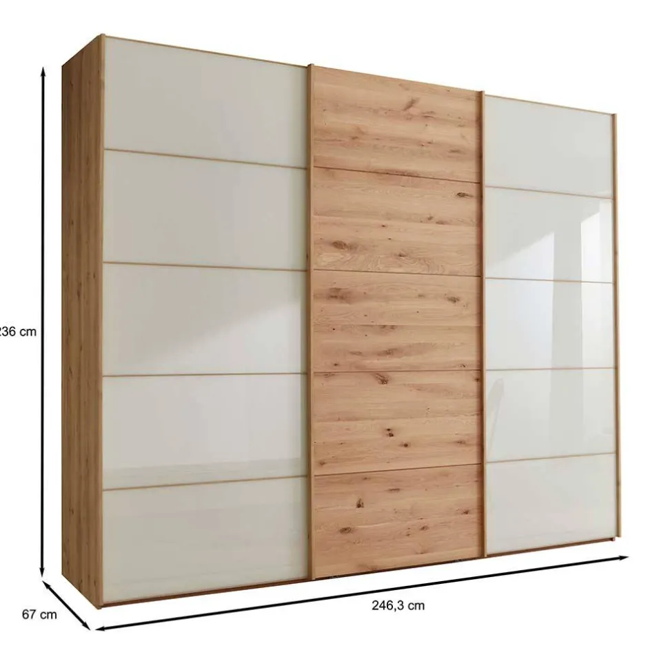 Wohnen Kleiderschrank 250 cm breit mit zwei Höhen - Nikoba