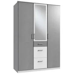 Wohnen Kleiderschrank in Betonoptik Lichtgrau & Weiß - Karimos